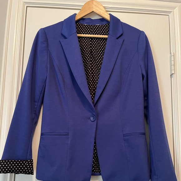 WHBM outlet size 6 blazer black and white polka dot lining one button front - Picture 1 of 2